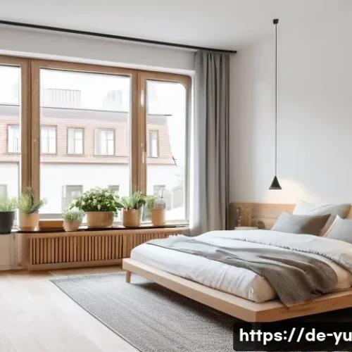 기술 피로를 극복하기 위한 지속 가능한 방법 - A cozy modern German apartment interior focused on a bedroom designed as a completely screen-free zo...